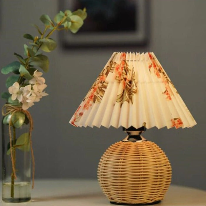 Vintage Korean Rattan Table Lamp