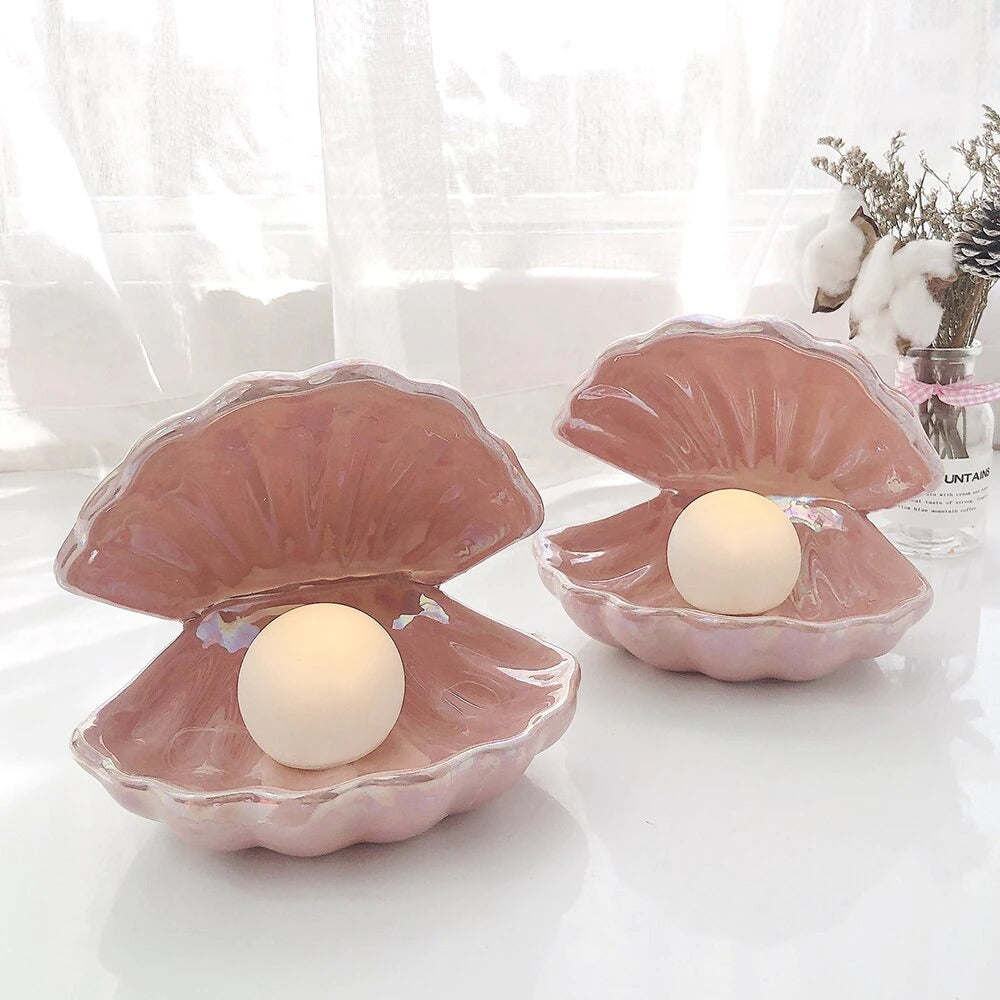 Ceramic Korea Shell Pearl Night Light, Ceramic Shell Pearl Night Light