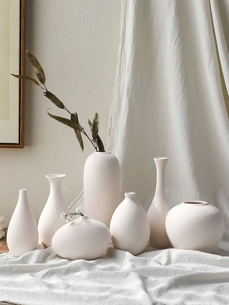 White Chinese Ceramic Vase Graffiti Art Living Room Decor