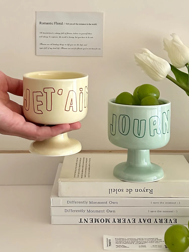 Ceramic Coffee Cup Home Decor French Letter Korean Style Mug
